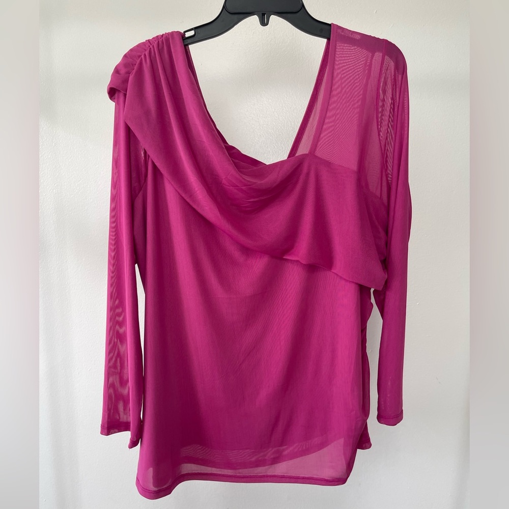 Ashley Stewart Hot pink Mesh Long sleeve top